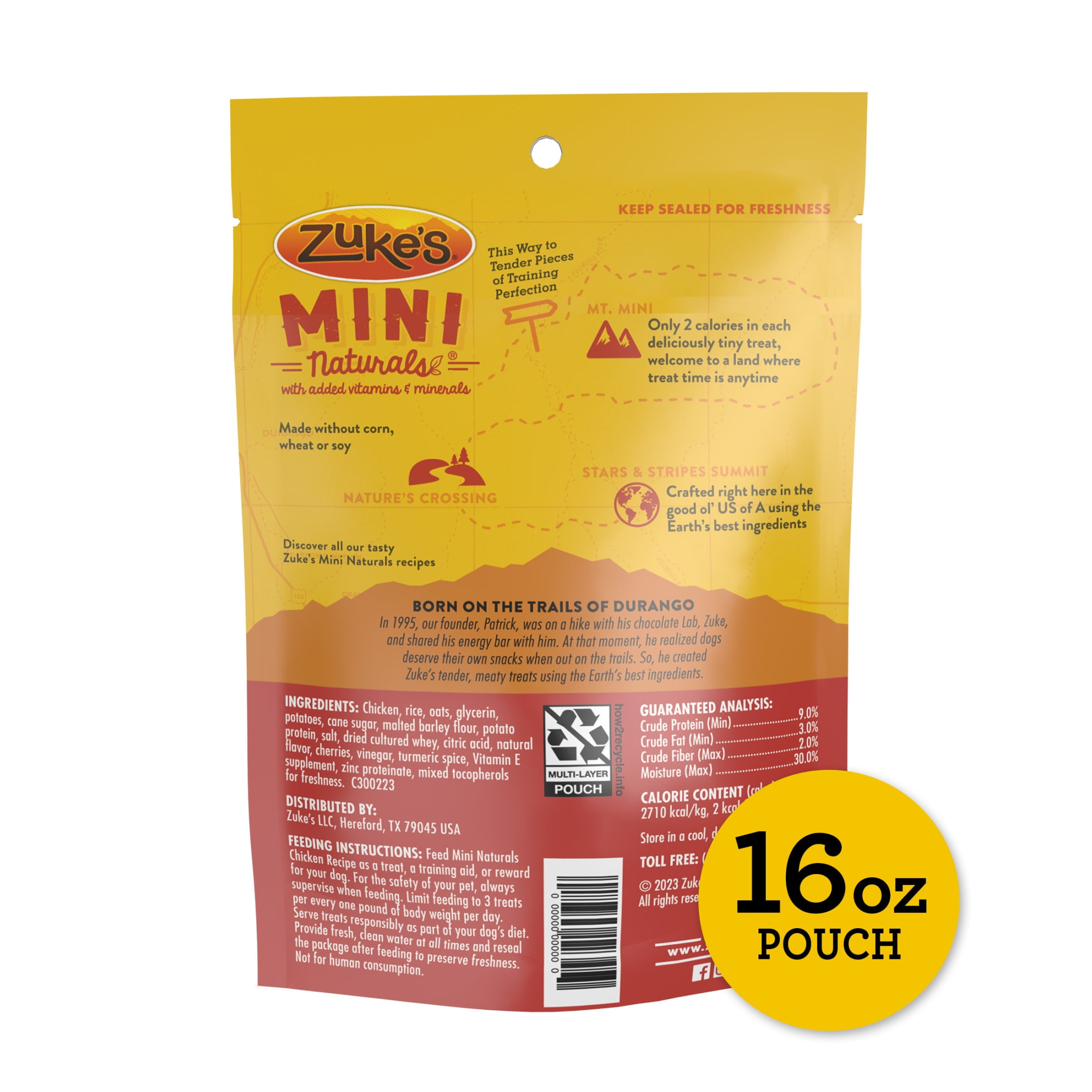 (6 pack) Zuke's Mini Naturals Soft Dog Training Treats, Real Chicken Recipe Tender Chews, 16 oz Pouch