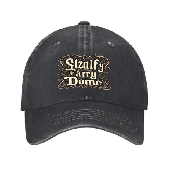 Vintage Distressed Baseball Cap with Gold Emblem - " Stalfy of Carry Dome " - Curved Brim Golf Dad Hat for Men & Women