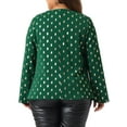 thumbnail image 4 of DARING DIVA Women's Plus Metallic Shiny Dots Blouse 1X Green, 4 of 6