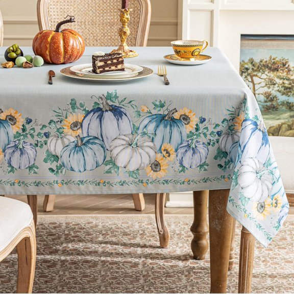 Fall Thanksgiving Tablecloth,Autumns Pumpkin Maple Leaf Country Table Cloth,Waterproof Resistant Durable Square Table Cover (60 X 60 INCH)