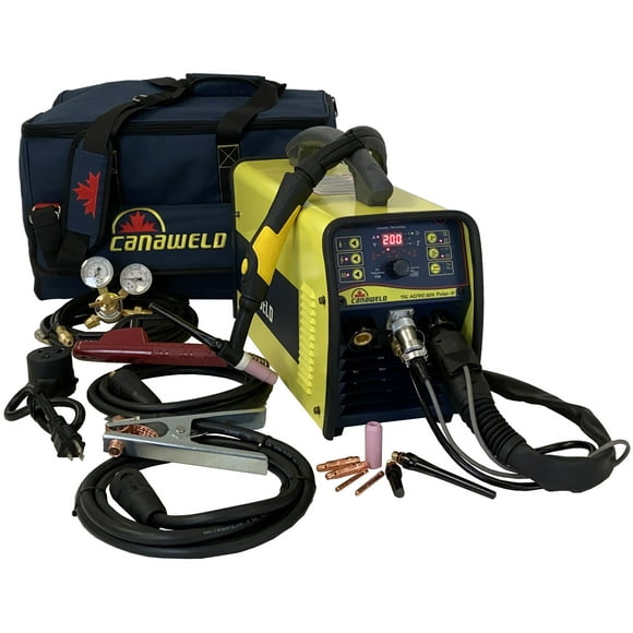 CANAWELD TIG AC DC 201 Pulse D MADE IN CANADA High Frequency Digital 200 Amp Stick Welder 120-240V Inverter Welding Machine Aluminum Stainless Steel CSA Approved-3 Years Warranty(SILVER-NO FOOT PEDAL)