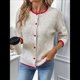thumbnail image 5 of Suéteres Tipo Cárdigan para Mujer, Modernos, de Larga, con Botones y Cuello Redondo, de Punto, Bonitos Abrigos de Invierno con Abertura Frontal. Gris M, 5 of 10