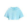 thumbnail image 3 of Yeahdor Kids Girls Short Sleeve Hooded Crop Top Solid Color Sports Running Jogging Tops Light Blue 6, 3 of 7