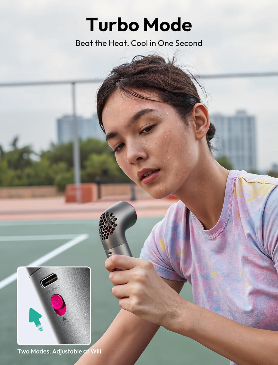 Aecooly Handheld Rechargeable Fan, 14.5H Runtime Portable Cooling Fan with 19000 RPM Turbo Power, 4500mAh, 7 Speeds, Aluminum Alloy Mini Personal Fan, USB-C Fast Charging for Travel, Outdoor & Office