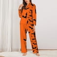 thumbnail image 2 of Fotbe Halloween Bats Conjunto de Pijama de Manga Larga para Mujer con Estampado, Ropa de Dormir de 2 Piezas, Conjunto de Casa Suave y Cómodo con Bolsillos-Large, 2 of 7