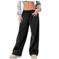 thumbnail image 5 of Valentine's Day Sweatpants For Women Bow Print Relaxed Fit Athletic Pants With Drawstring Casual Sport Pants With Pocket Black L, 5 of 7