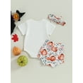 thumbnail image 7 of Newborn Baby Girl Halloween Outfit Hey Pumpkin Short Sleeve Romper +Shorts +Headband Set Infant Fall Cute Clothes, 7 of 7