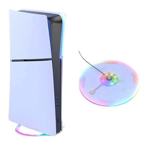 RGB Vertical Stand for PS5 Slim Console Digital and Disc Edition, Solid Base Support Accessories-Clear