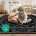 thumbnail image 4 of ODIKA 3'x5' Washable Area Rug Charcoal Black Gothic Damask Ornate Vintage Scrollwork with Accents for Hallway, Laundry Room, Non-Slip, Flatweave, Easy Care, 4 of 7