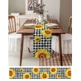 thumbnail image 6 of Sunflowers Burlap Cotton Table Runner 13x120 Inches Long, Black White Check Sunshine Buffalo Bee Farmhouse Table Runners, Outdoor Dining Tablecloths Decor for Baby Shower/Party/Wedding, 6 of 6