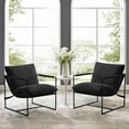 thumbnail image 2 of 29" Wide Modern Sling Accent Chair, Upholstered Soft Armchair with Foam Cushioning, Metal Framed Living Room Chair, Faux Fur-Black, 2 of 10