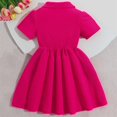 thumbnail image 6 of DJDLJWCJ Girls School Uniform polo Dress 2-7 Cute Printed Button Lapel Short Sleeve Dress Summer Casual Dress Purple Size 4T, 6 of 9