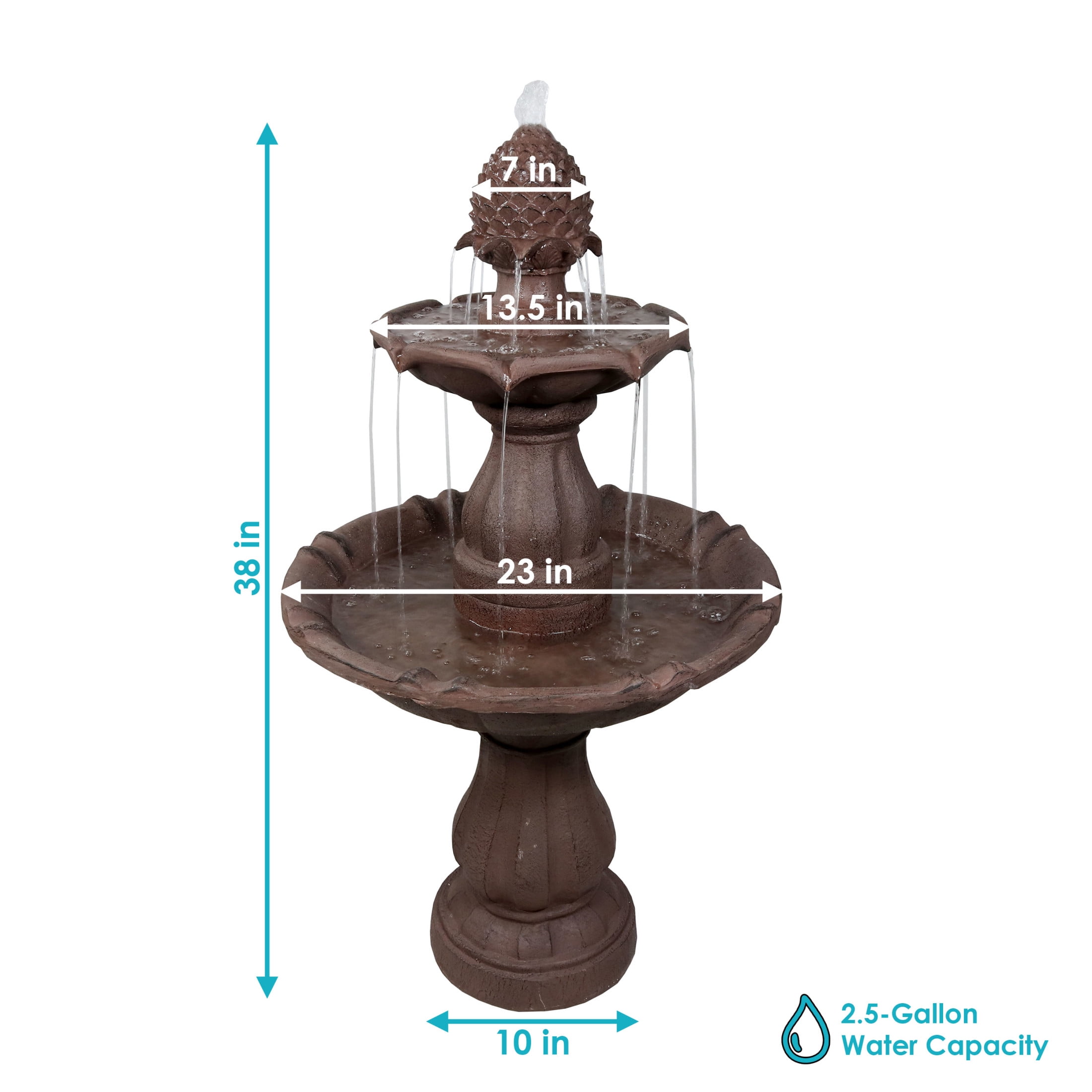 Sunnydaze Curved Plinth Traditional Polyresin Outdoor Water Fountain