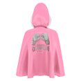 thumbnail image 4 of inlzdz Kids Boys Boxing Robe Open Front Metallic Trim Hooded Boxing Cape Cloak Pink Silver 16, 4 of 6