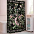 thumbnail image 5 of Shower Curtain Pink Flowers Green Leaves Shower Curtains for Bathroom Decor, Waterproof Polyester Shower Curtain Set with Hooks, Small Stall Size 36" x 72" Bird Branches Black, 5 of 9