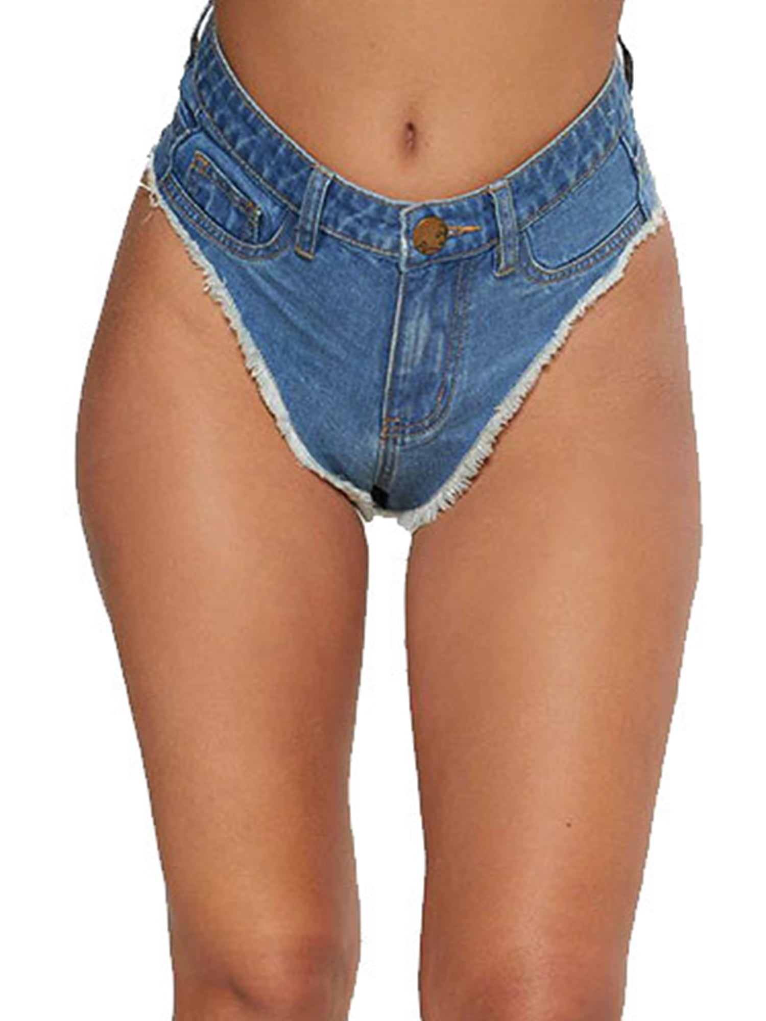 UUYUK Women Pockets with Tassles Slim Cutoff Ripped Summer Denim Shorts Jeans Hot Pants