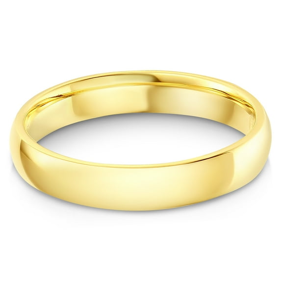 Ioka - 14k Solid Yellow Gold 4mm Plain Standard Classic Fit Traditional Wedding Band Ring - size 10