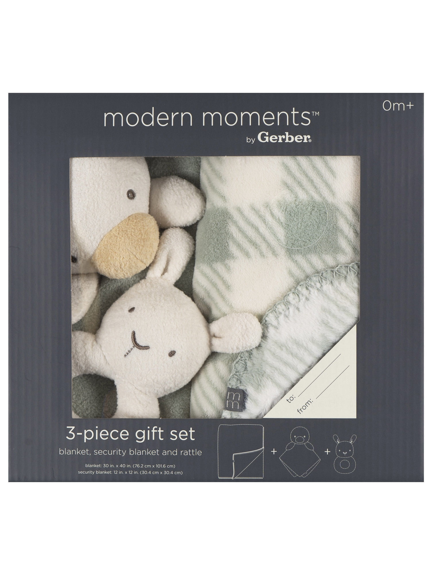 Modern Moments By Gerber Gender Neutral Plush Blanket, Security Blanket & Rattle Gift Set, 3-Piece
