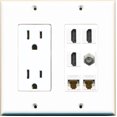 thumbnail image 1 of Ultra Spec Cables 3 Port HDMI Coax 2 Cat6 Ethernet Wall Plate w/Power Outlet, 1 of 1