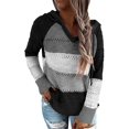 thumbnail image 1 of HTOOO Womens Striped Color Block Sweats à Capuche Mode V Pull en Tricot Pulls, 1 of 6