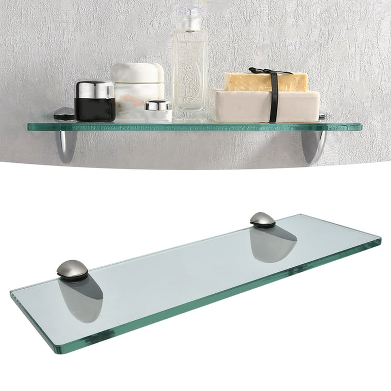 Geekdigg Bathroom Glass Shelf, Adhesive Shower Wall Caddy, Rectangular,  14.9 L x 4.7