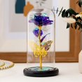thumbnail image 2 of Artificial Rose Flower in Glass Gnome with LED Lights Butterfly, Galaxy Rose Gifts for Women Mom Wife Girlfriend on Mother’s Day Wedding, Christmas, Valentine's Day, Purple, 2 of 5