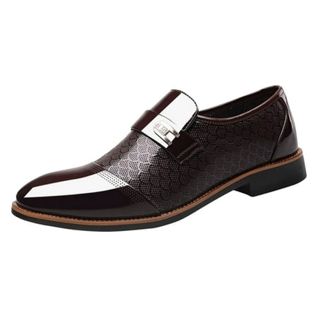 adviicd Mens Dress Shoes Men s Dress Shoes Casual Oxford Slip on Shoes Business Formal Tuxedo Shoes (Brown 8)