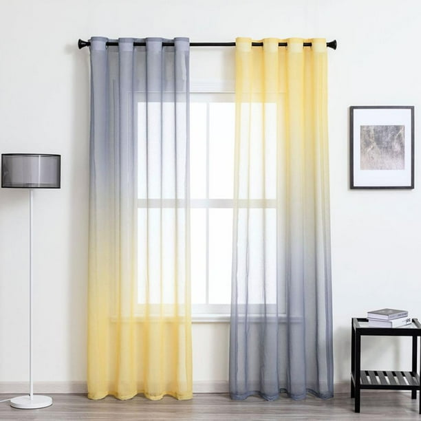 Yellow Curtains For Living Room Grommet Ring Window Semi Sheer Ds Ombre Sunflower Gray Design Patterned Print Bedroom And Grey Com Yellow Curtains For Living Room Grommet, Yellow And Gray Curtains