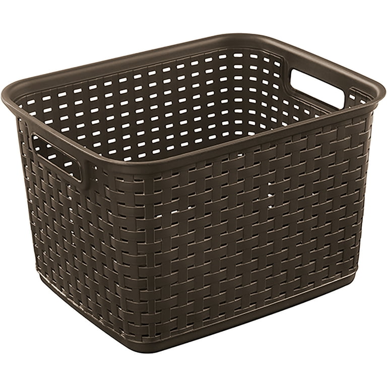 Large Plastic Storage Basket 15 x 10 x 6 Inch, 6 Pack