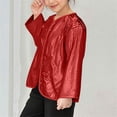 thumbnail image 5 of Vmvidoty Girls Shiny Party Long Sleeve Lightweight Zipper Metallic Jacket Red 4-5 Years, 5 of 6