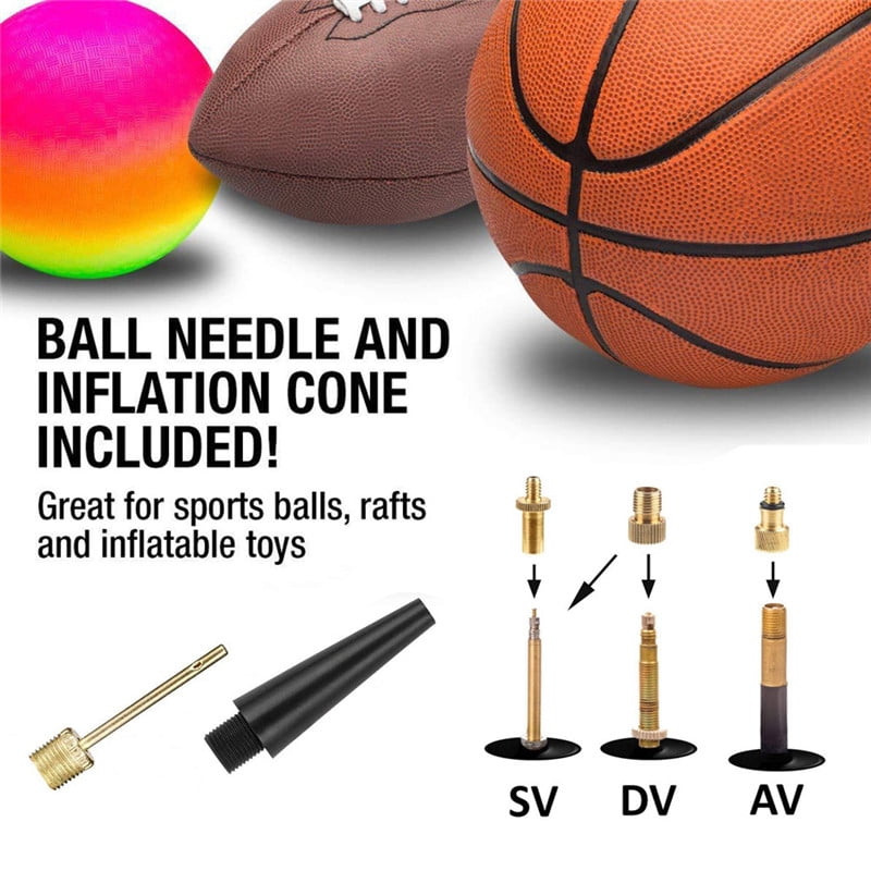 AOBETAK Hand Air Ball Pump Kit Portable Inflation Balloons Pump with 7 Needles 1 Nozzle and 1 Valve Adapter for Basketball Volleyball Football Yoga Ball and other Inflatables