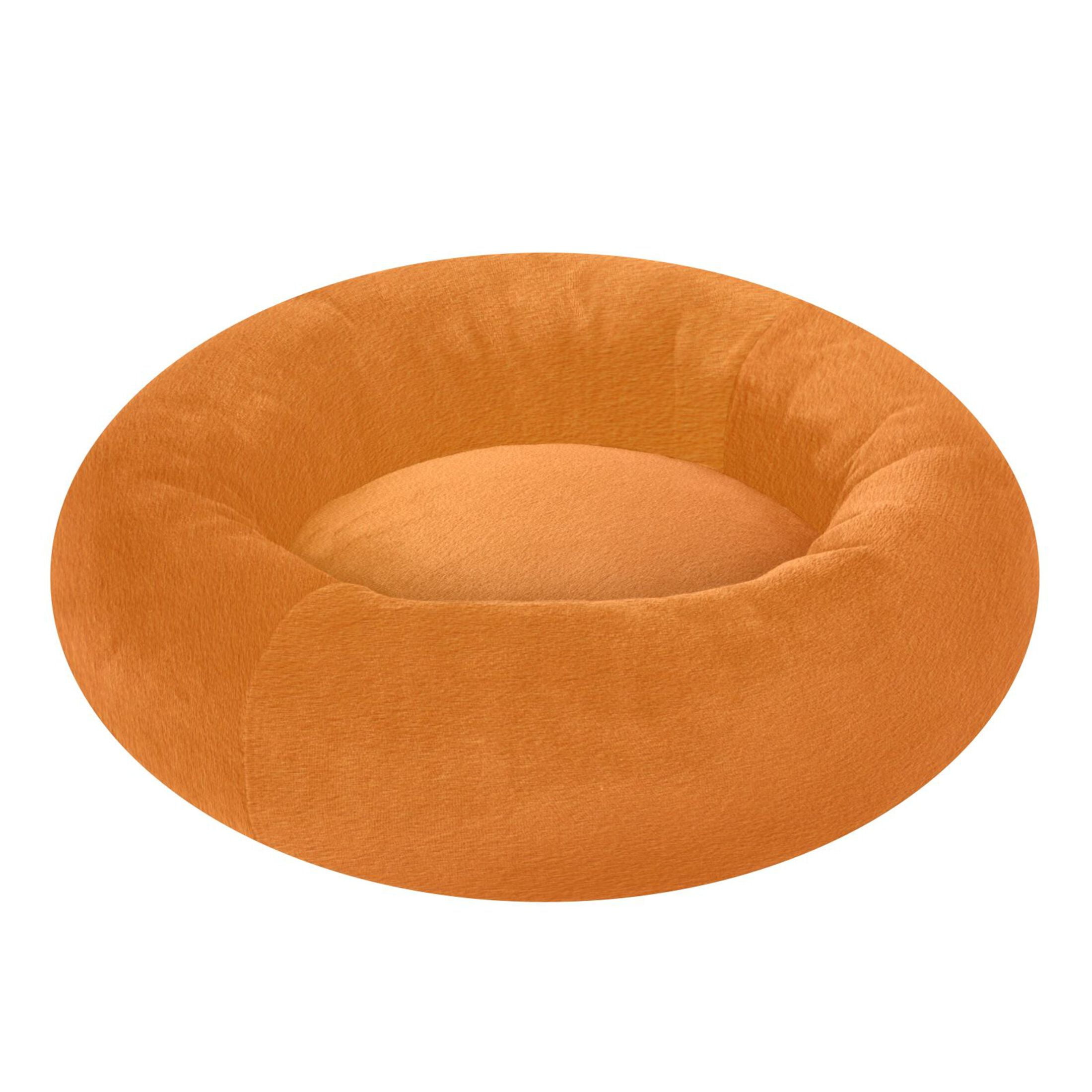Iauyy Pet Couch Donut Cat Bed for Indoor Cats/Small Dogs Washable & Machine with Non-slip Bottom Calming Cat Furniture, Orange Cardboard (M)