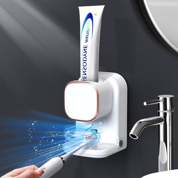 Automatic Wall Mounted Electric Toothpaste Dispenser, Easy-to-Use for Kids and Adults, Convenient Bathroom Accessory for Mess-Free Toothpaste Application(White)