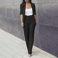 thumbnail image 2 of Breezora Women's Autumn Two Piece Suit Set Slim Fit Blazer and Trousers Office Work Professional Outfits for Ladies L Size Black, 2 of 7