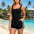 thumbnail image 7 of Naotn Two-piece Workout Sets for women Summer Casual Sleeveless Tank Top and Shorts Comfy Soft Colorblock Ribbed Set, 7 of 7