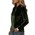 thumbnail image 5 of Women's Polos Shirts 2026 Elegant Long Sleeve Button Down Velvet Shirt Casual Dressy Business Work Henley Blouses, 5 of 8