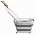 thumbnail image 1 of SAMMART Cesta plegable de plástico para la colada de 35 L (9,24 galones) con asa y ruedas – Contenedor/organizador de almacenamiento plegable con asa y ruedas – Ahorro de espacio (1, blanco/gris), 1 of 5