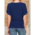 thumbnail image 2 of Women's Casual Short Sleeve Dolman Boat Neck Summer T Shirts with pleats Size S-3XL, 2 of 4
