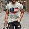 thumbnail image 2 of GERsome Mens American Flag Patriotic T-Shirt 4th of July Crewneck Short Sleeve Summer Loose Fit Tops USA Flag Stars Stripes Heart Graphic Tee M-3XL, 2 of 5