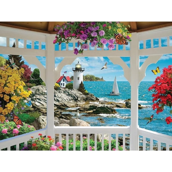 500 Piece Jigsaw Puzzle for Adults “Gazebo View” Ocean View 18" x 24"