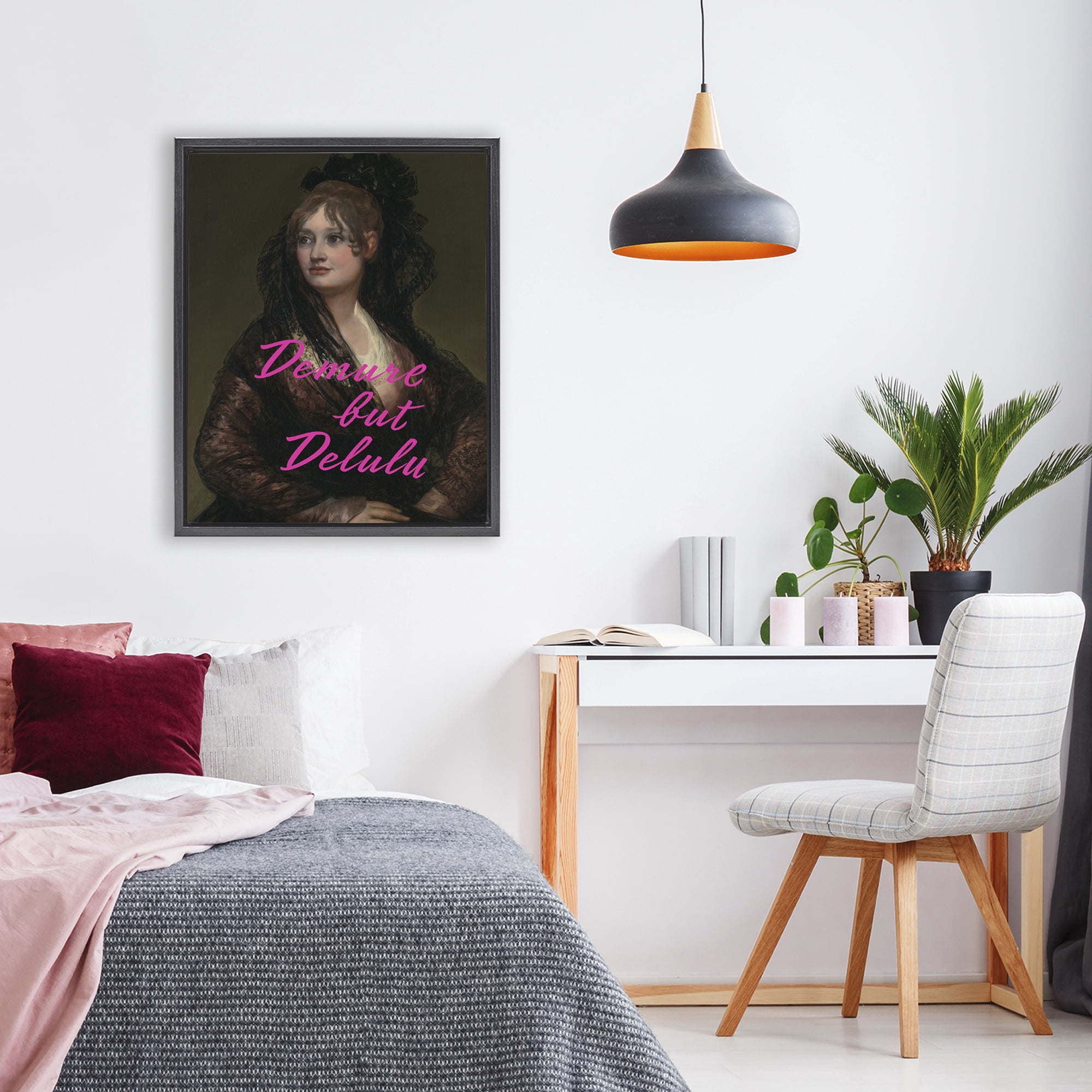 Stupell Industries Iconic Demure But Delulu Black Framed Floater Canvas Wall Art, design by Grotto Studios
