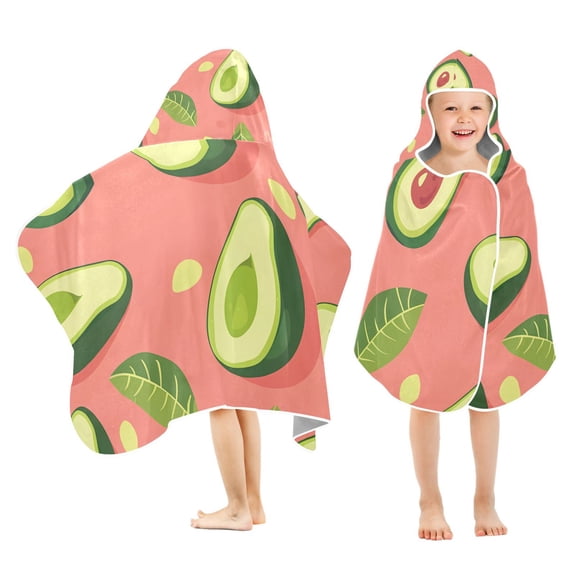 Avocado on Pink Kids Hooded Beach Towel Baby Bath Poncho Towels with Hood Absorbent 50"x23.5" for Pool Swimming