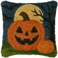 thumbnail image 1 of Gancho LAPATAIN para adultos y niños con diseño de calabaza de Halloween, lienzo estampado en color, funda DIY, manualidades para principiantes, bordado a mano, hogar, 17 x 17 pulgadas 2, 1 of 5