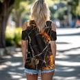 thumbnail image 4 of POLERO Hunting Camo Flame Print Womens Cold Shoulder T-Shirt Short Sleeve Tshirts V Neck Summer Tee Tops Sexy Casual for Travel Dating Soft Lightweight S, 4 of 8