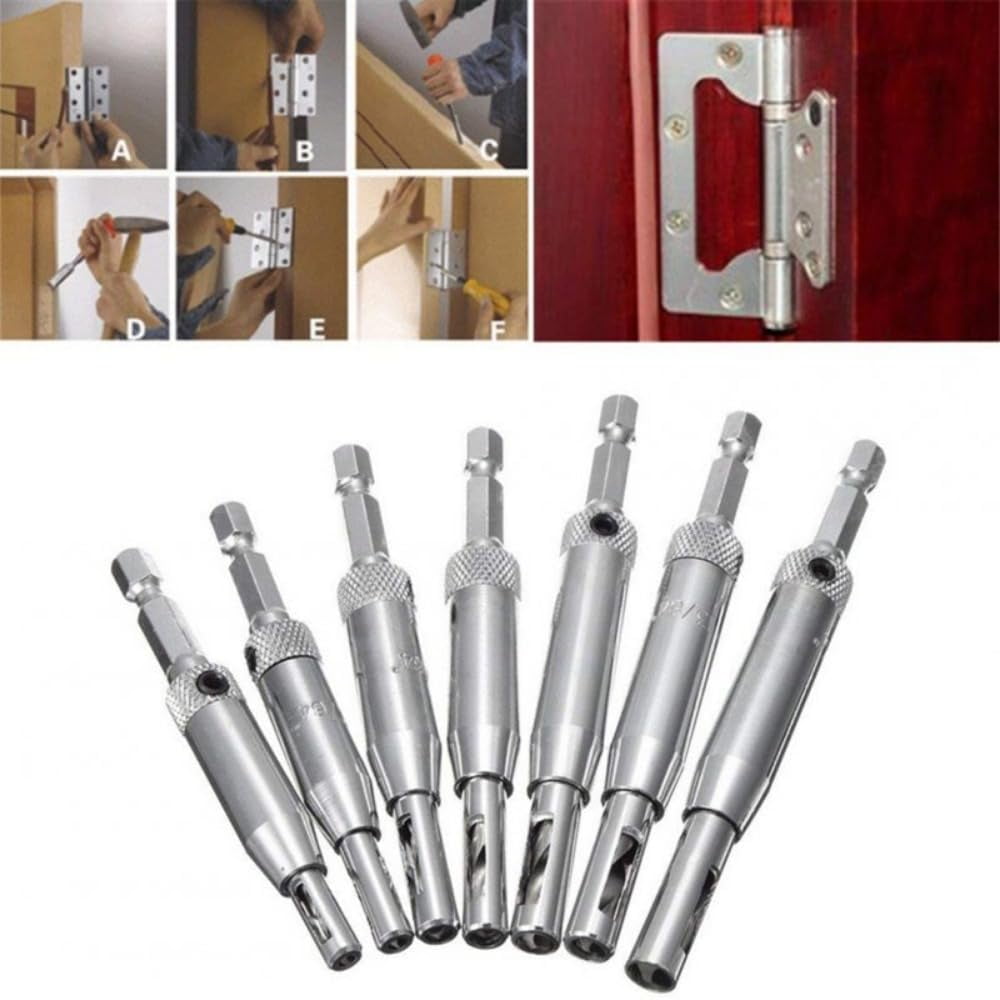 7+1Set Door Window Hinge Drill Bits Set Pilot Hole Saw Tool Woodworking Tool For Household Furniture
