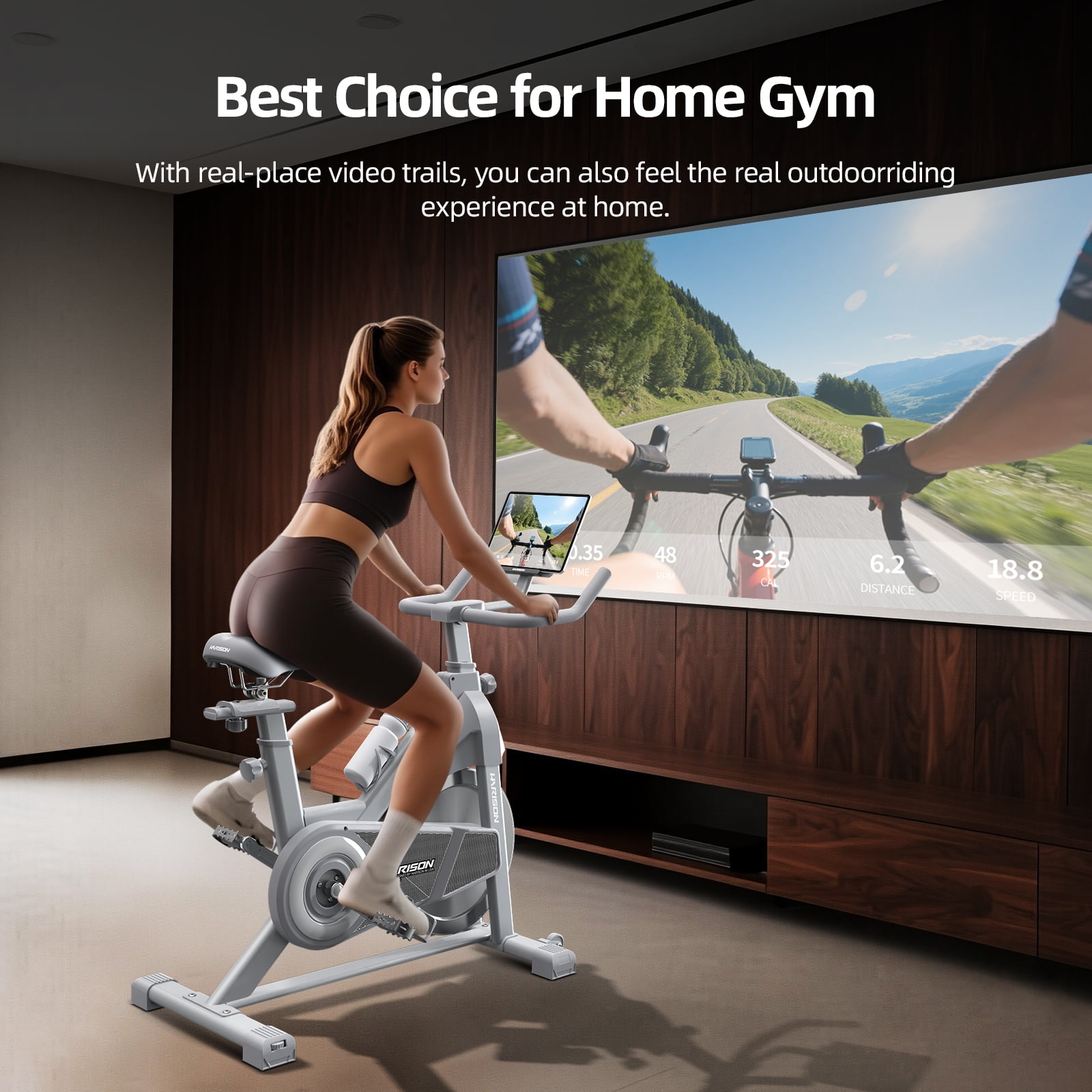 HARISON Exercise Bikes 350lbs Capacity with Bluetooth, Stationary Bikes for Home with iPad Holder & Comfortable Seat Cushion