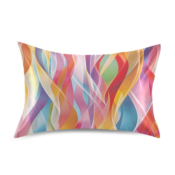 Colorful Curve Pillowcases Soft Satin Pillow Covers Decorative Rectangle Envelope Closure for Women Men