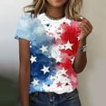 thumbnail image 2 of KIHOUT T-Shirt Graphique Imprimé pour la Fête de l'Indépendance pour Femmes, Mode Col Rond Manches Courtes Multicolore m, 2 of 4