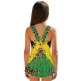thumbnail image 2 of FOR U DESIGNS Girls' Sleeveless One-Piece Swimsuit Sleeveless Bathing Suit Swimwear Skirted Bathing Suit for 3-13 Years, Jamaica Flag Leopard, 2 of 7