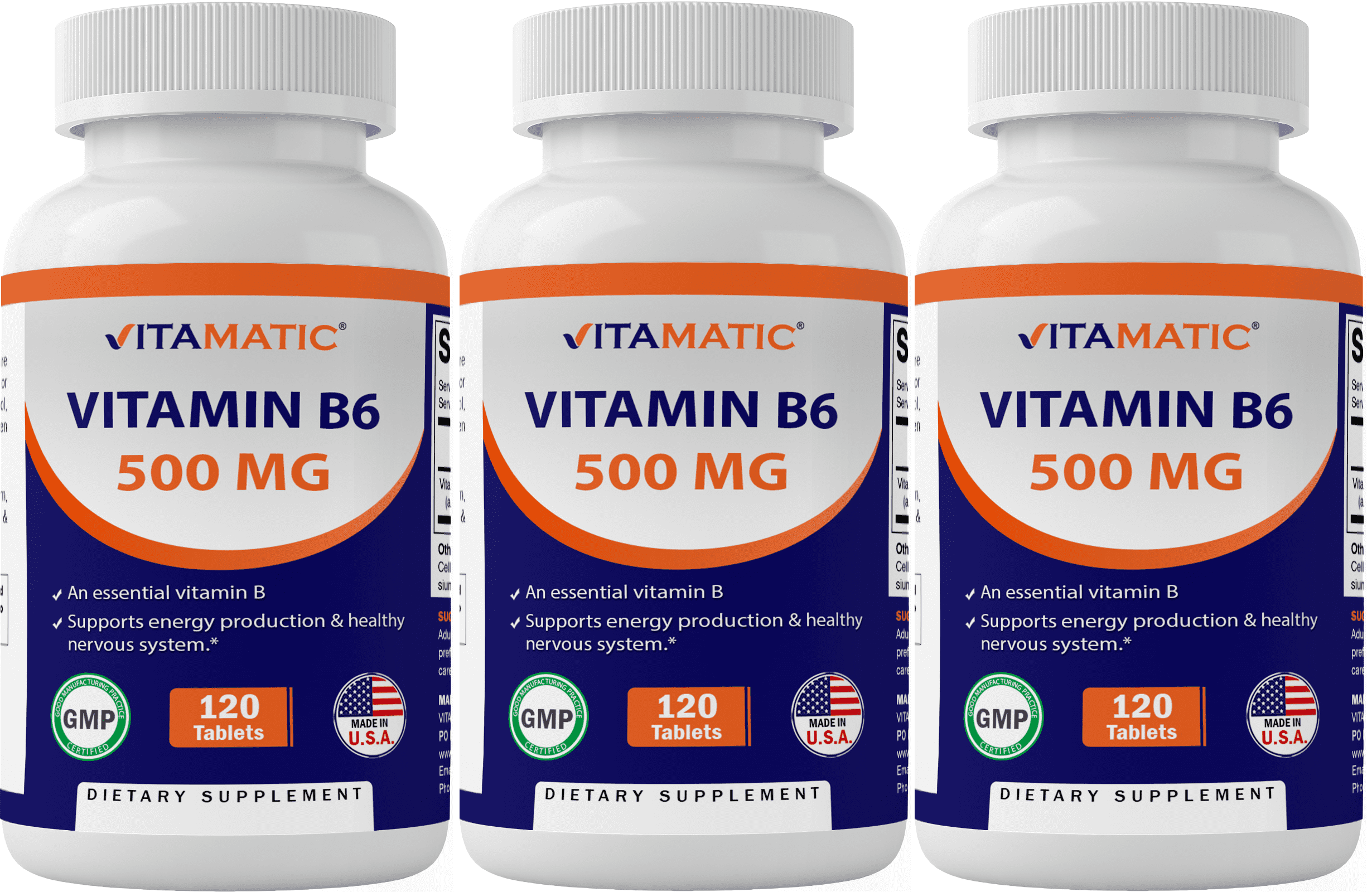 3 Pack Vitamatic Vitamin B6 500 Mg 120 Tablets - Walmart.com